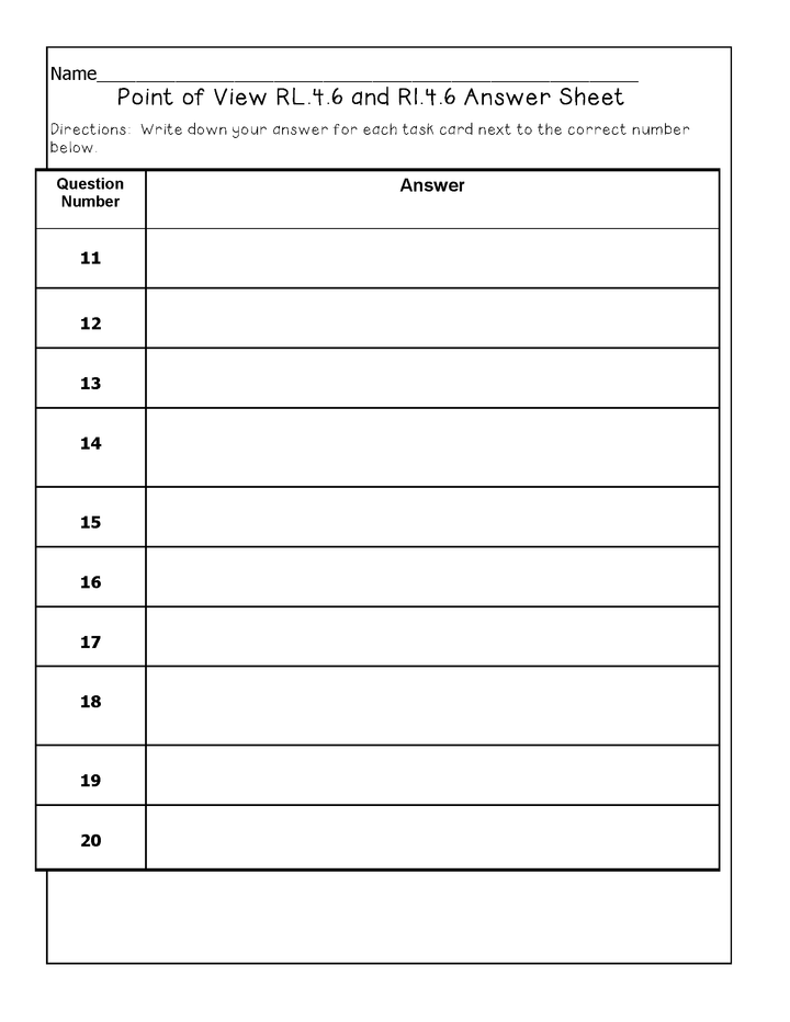 Point of View Grade 4 Common Core RL.4.6 and RI.4.6