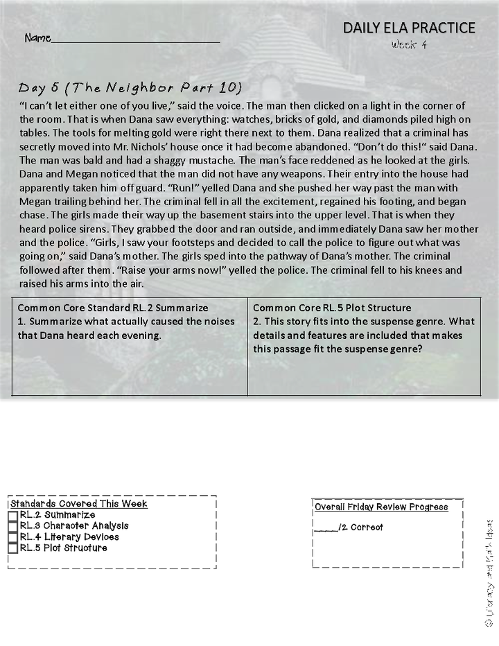High Interest Low Readability Daily Common Core Weeks 1-4 (Middle School)