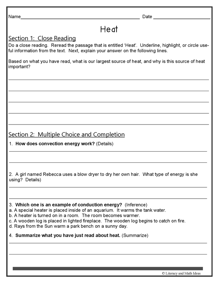 Physical Science Passages Differentiated (Lexiles 649-875)