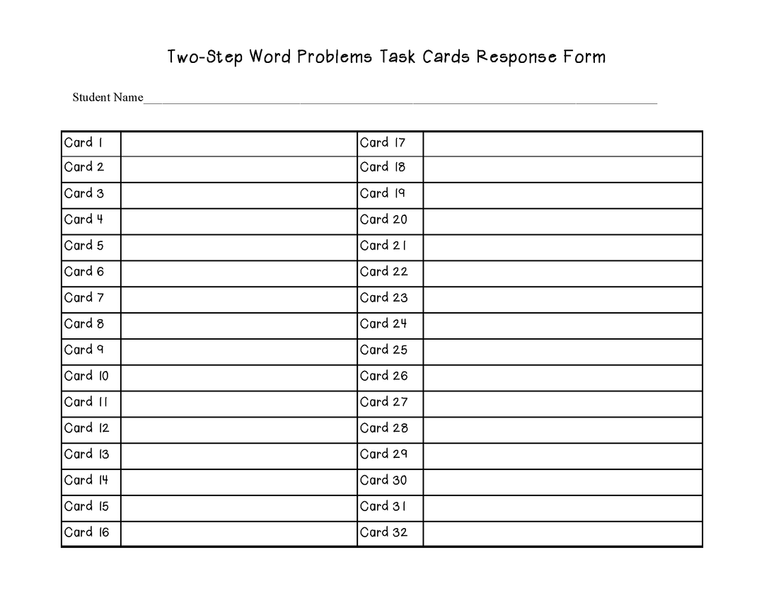 Set 2 (Multiplication and Division) Two-Step Word Problems