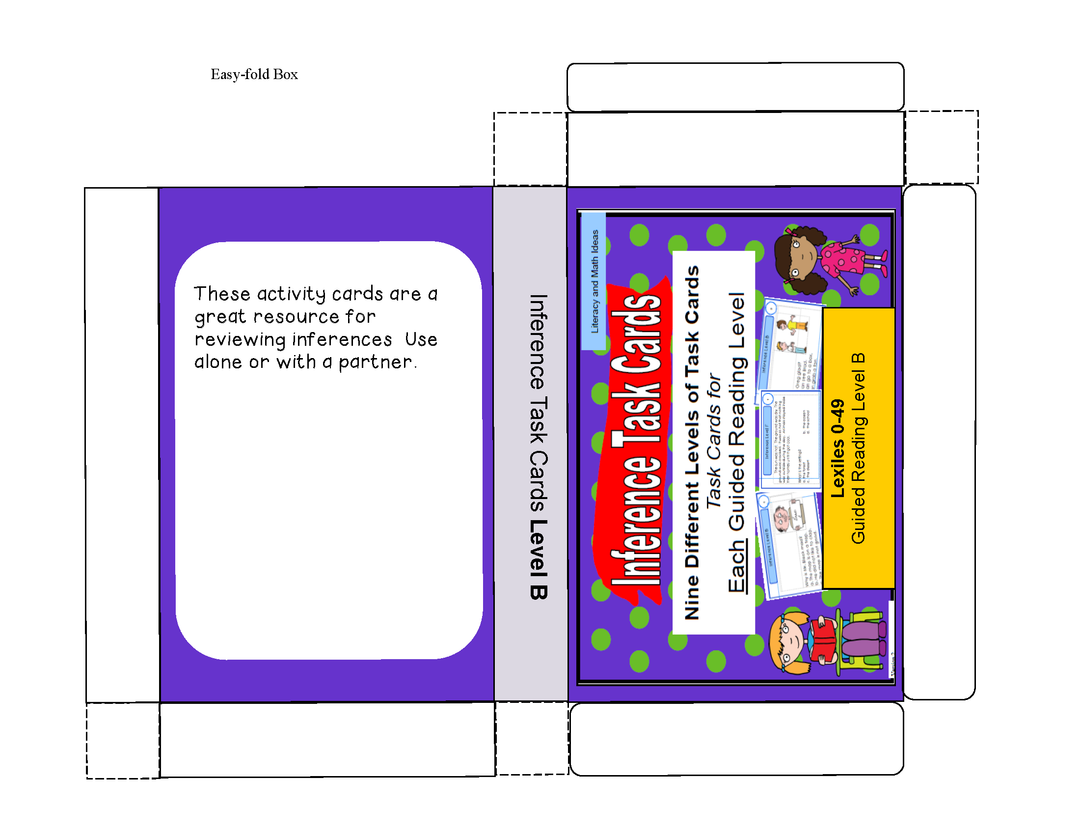Inference Task Cards For Each Guided Reading Level (Levels A - I)