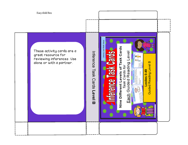 Inference Task Cards For Each Guided Reading Level (Levels A - I)