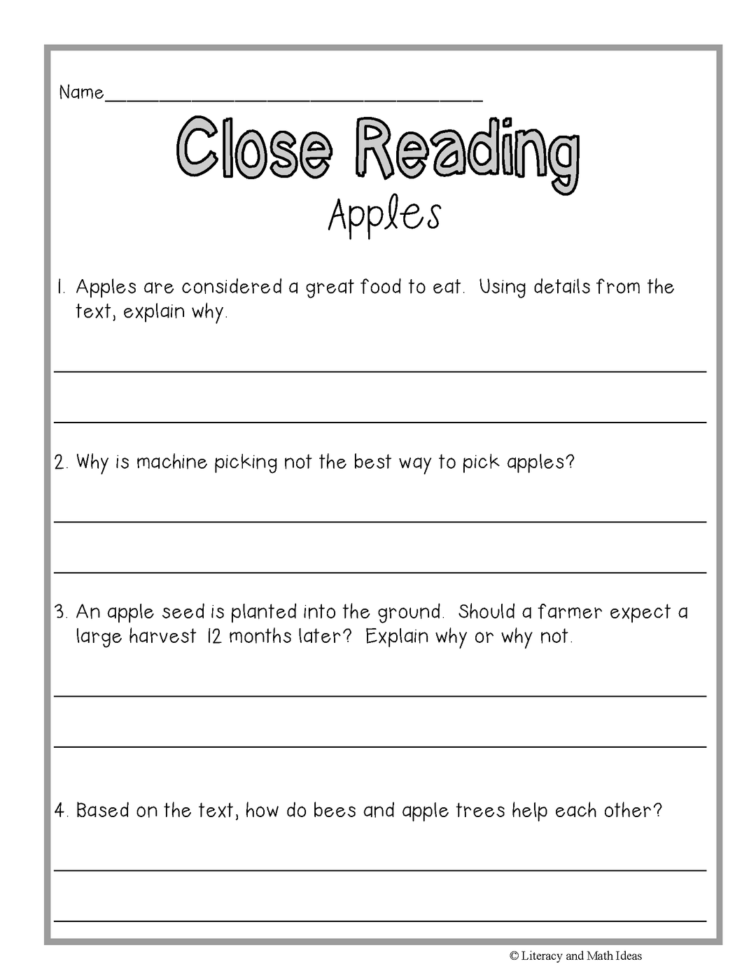 Autumn Close Reading Passages