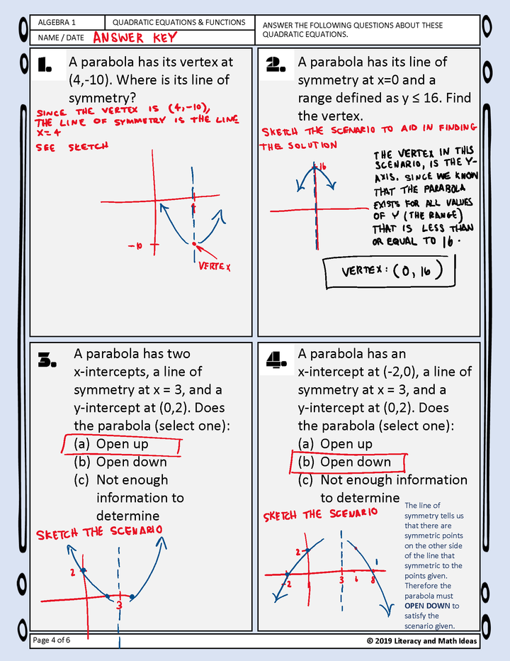Algebra: Understanding the Characteristics of Quadratic Functions