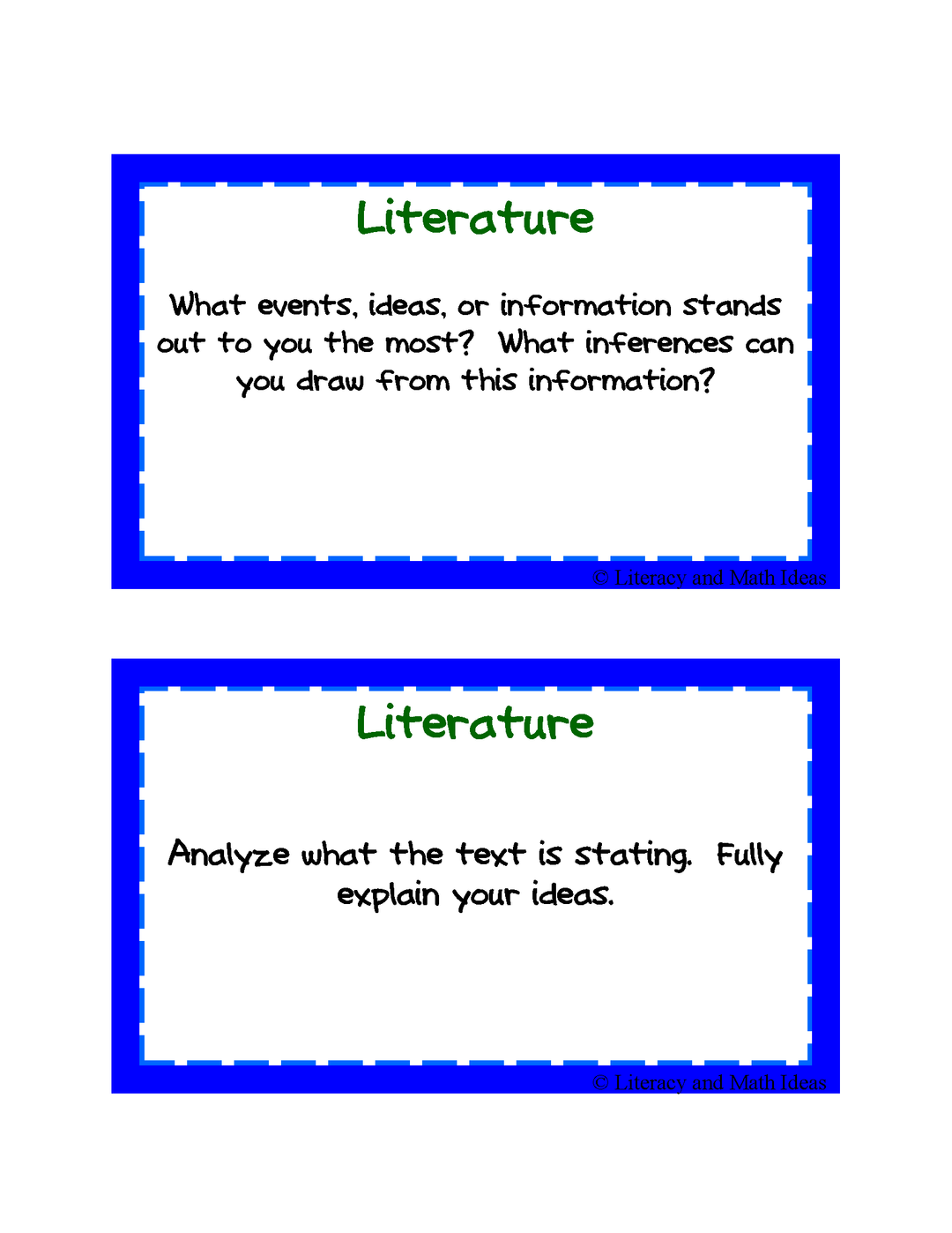 Guided Reading Task Cards: Grade 8