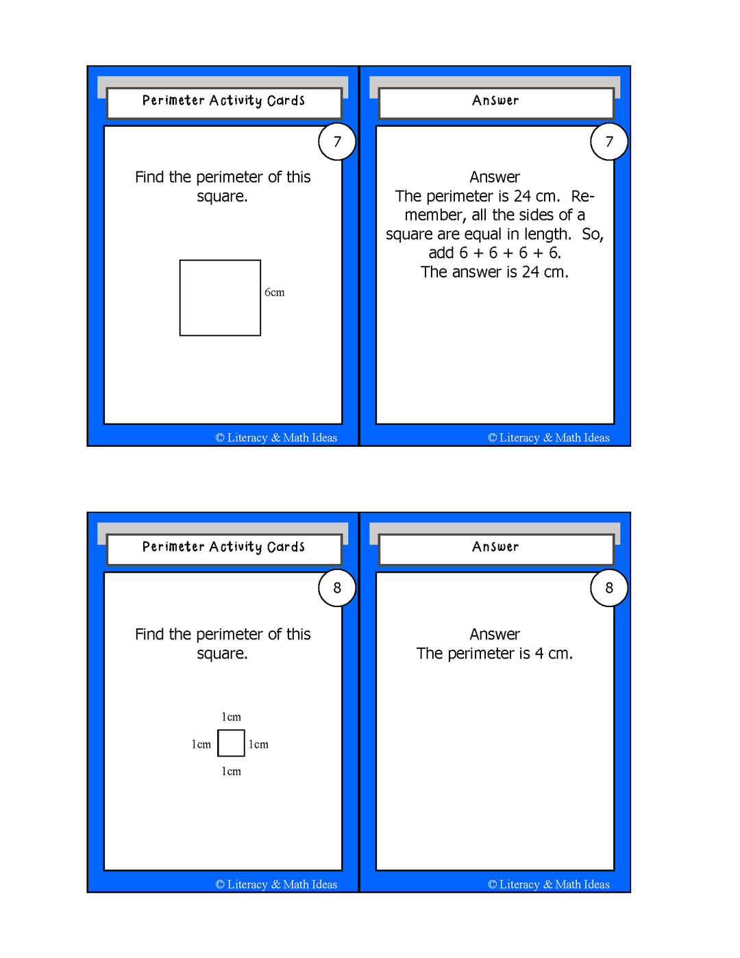 Perimeter Activity Cards