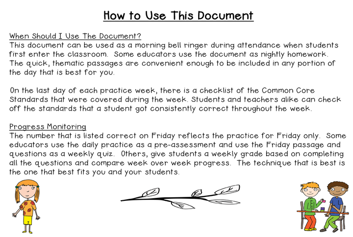 Grade 3 Daily Common Core Reading Practice Weeks 1-20