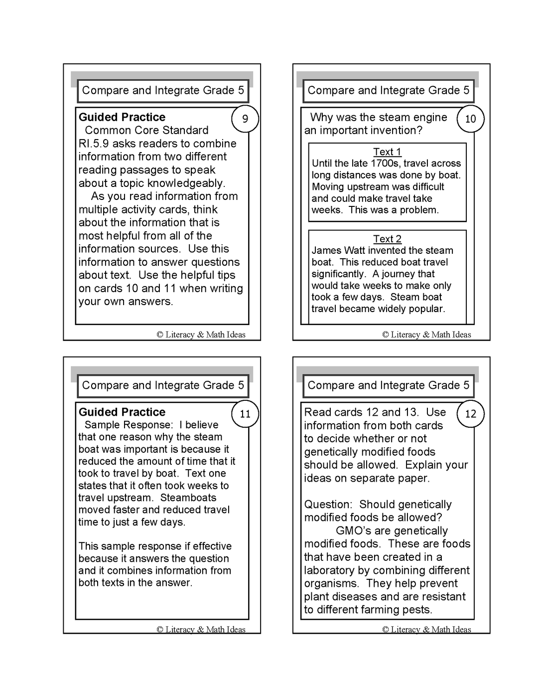 Theme & Integrate Texts Grade 5 Common Core RL.5.9 and RI.5.9