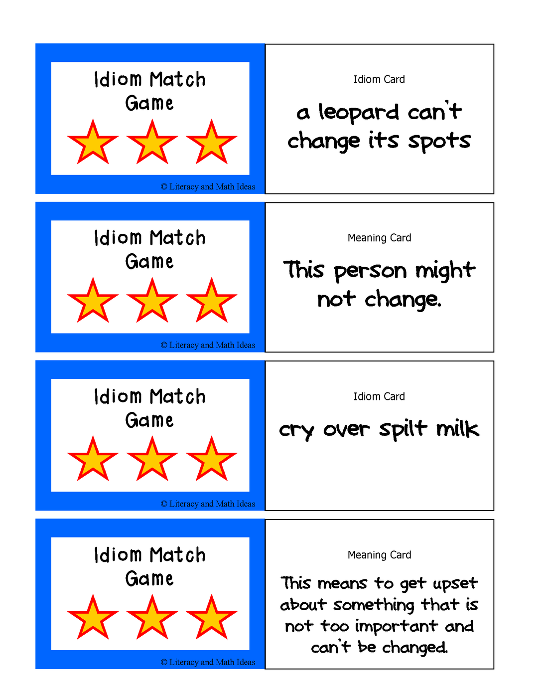 Common Core Idiom Task Cards and Literacy Center