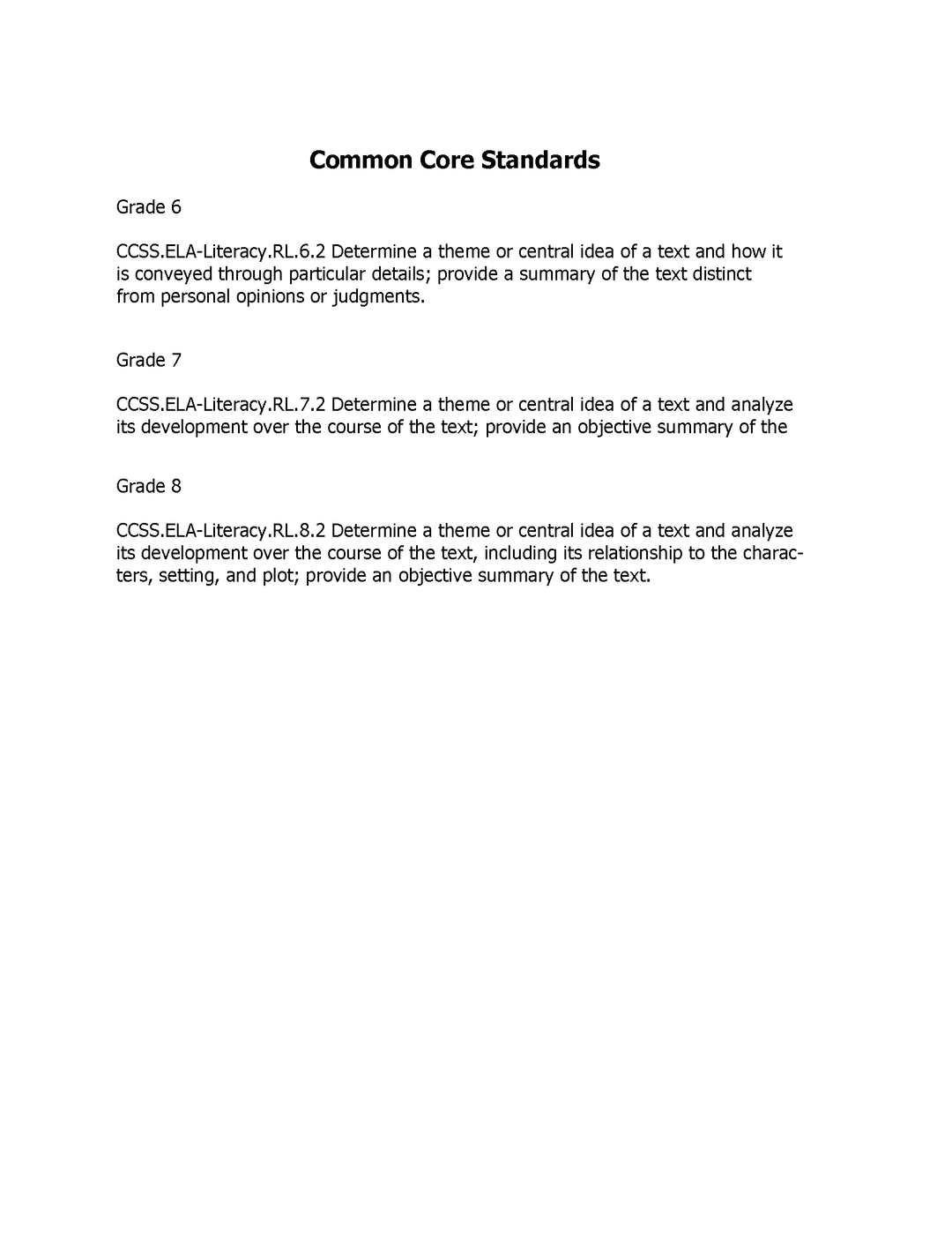 Common Core Grade 6 Starter Kit