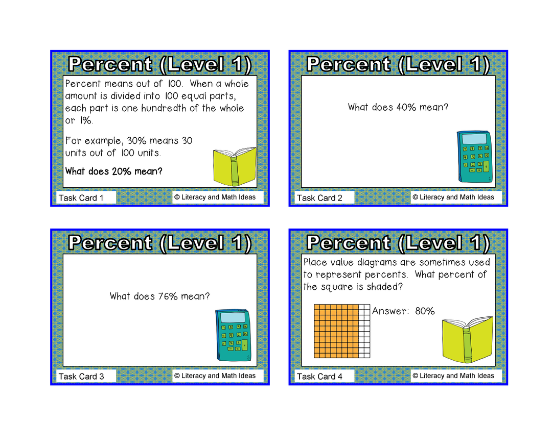 Percent Task Cards (Task Cards That Teach and Review Math Concepts)