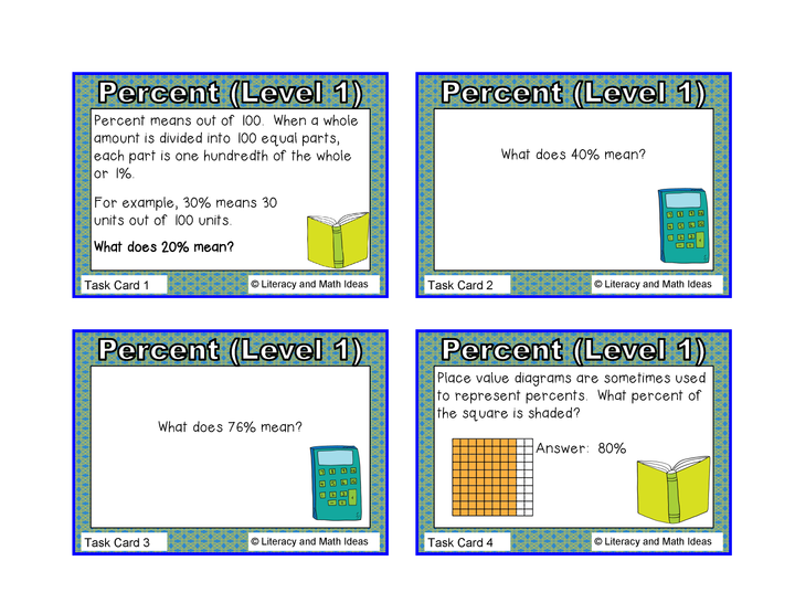 Percent Task Cards (Task Cards That Teach and Review Math Concepts)