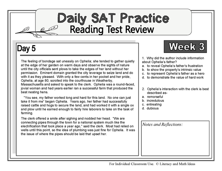 Daily SAT Reading Practice Week 3