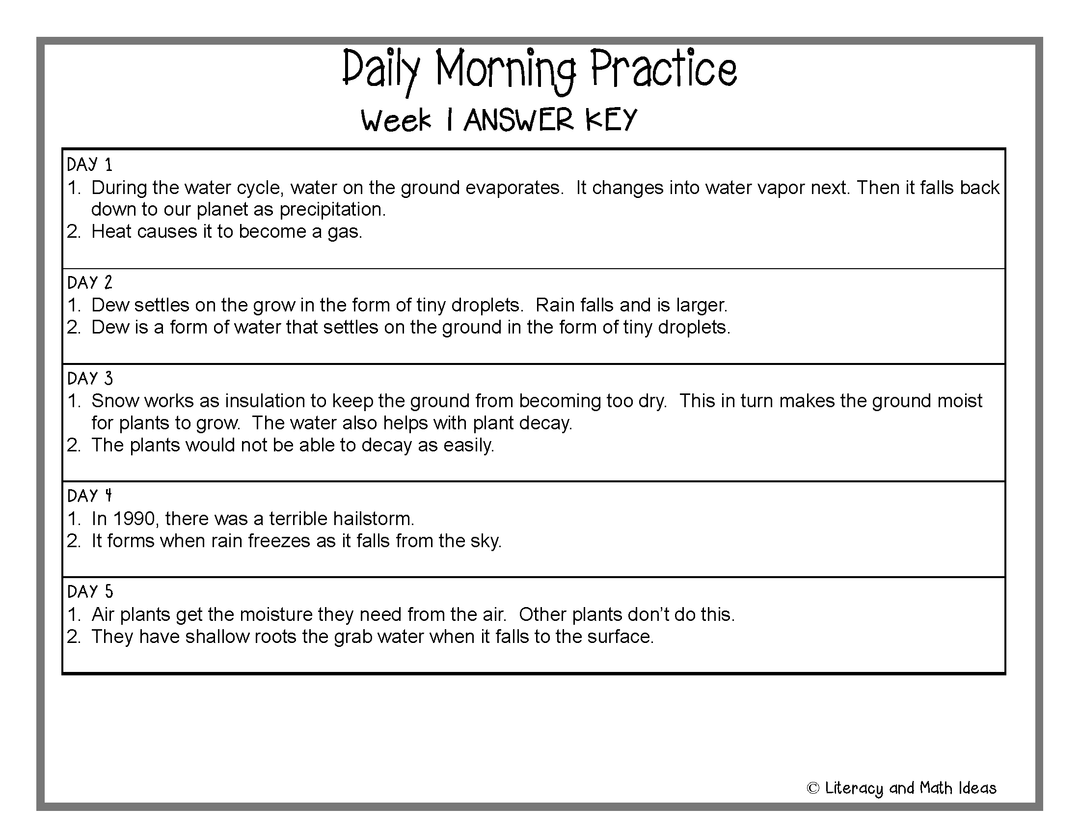 (Leveled) Daily Morning Practice (Reading Grade 3) Weeks 1-4