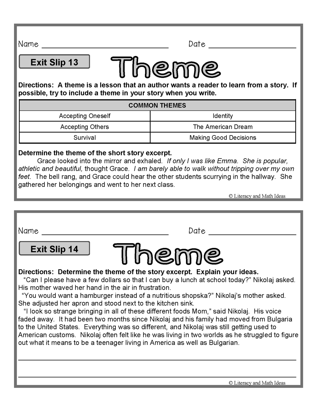 Essay Writing Exit Slips Bundle