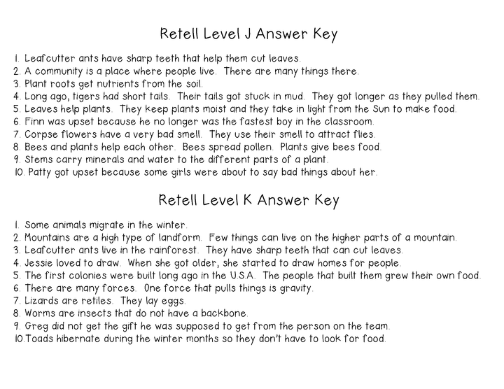 Retell Task Cards For Each Guided Reading Level (Levels J,K,L,and M)