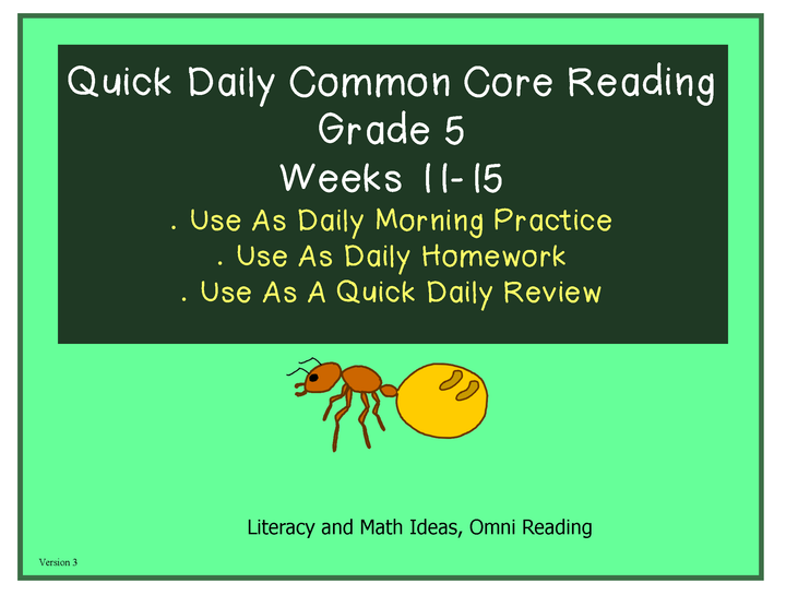 Grade 5 Daily Common Core Reading Weeks 11-15