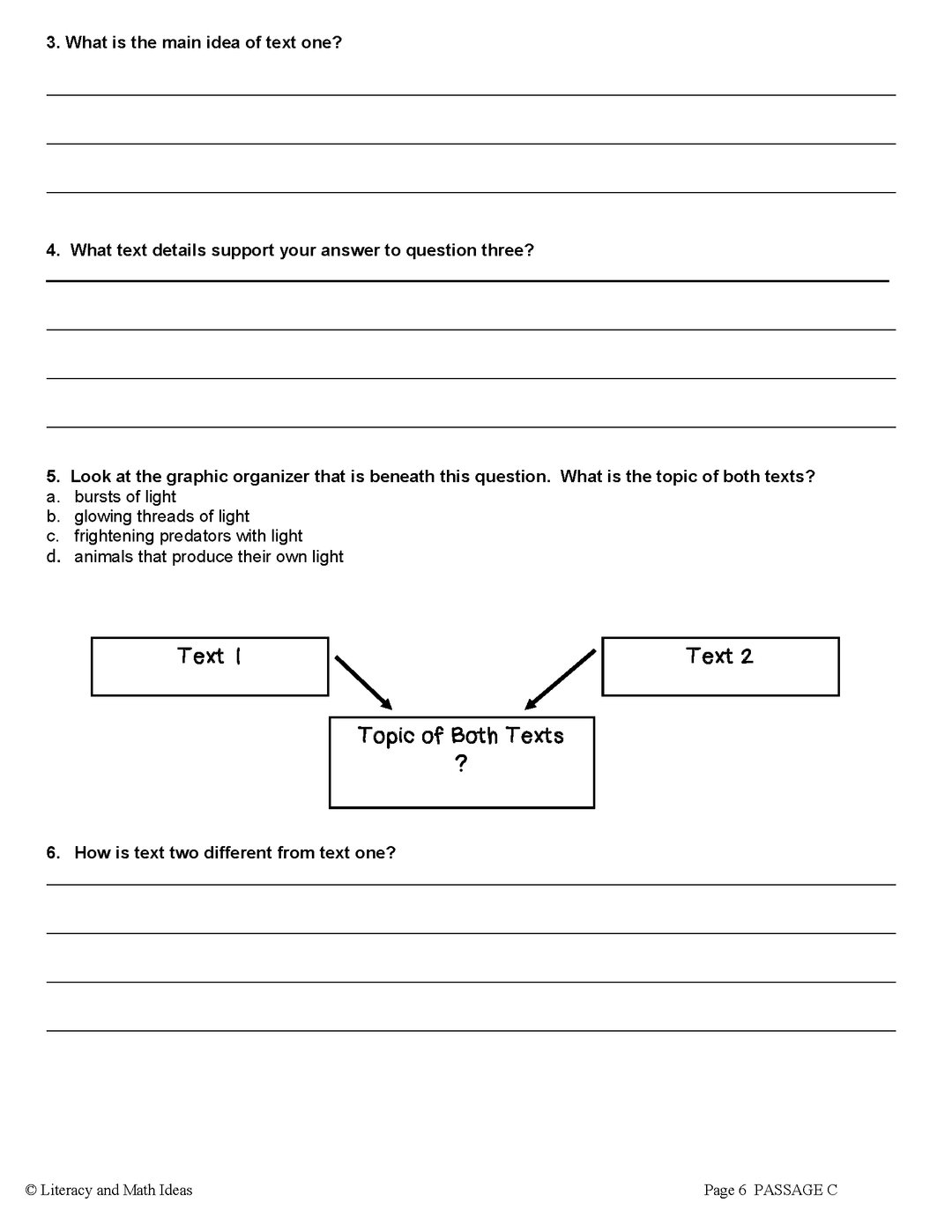 Compare Author's Ideas Grade 6 Common Core RI.6.9