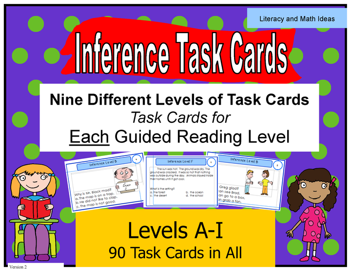Inference Task Cards For Each Guided Reading Level (Levels A - I)