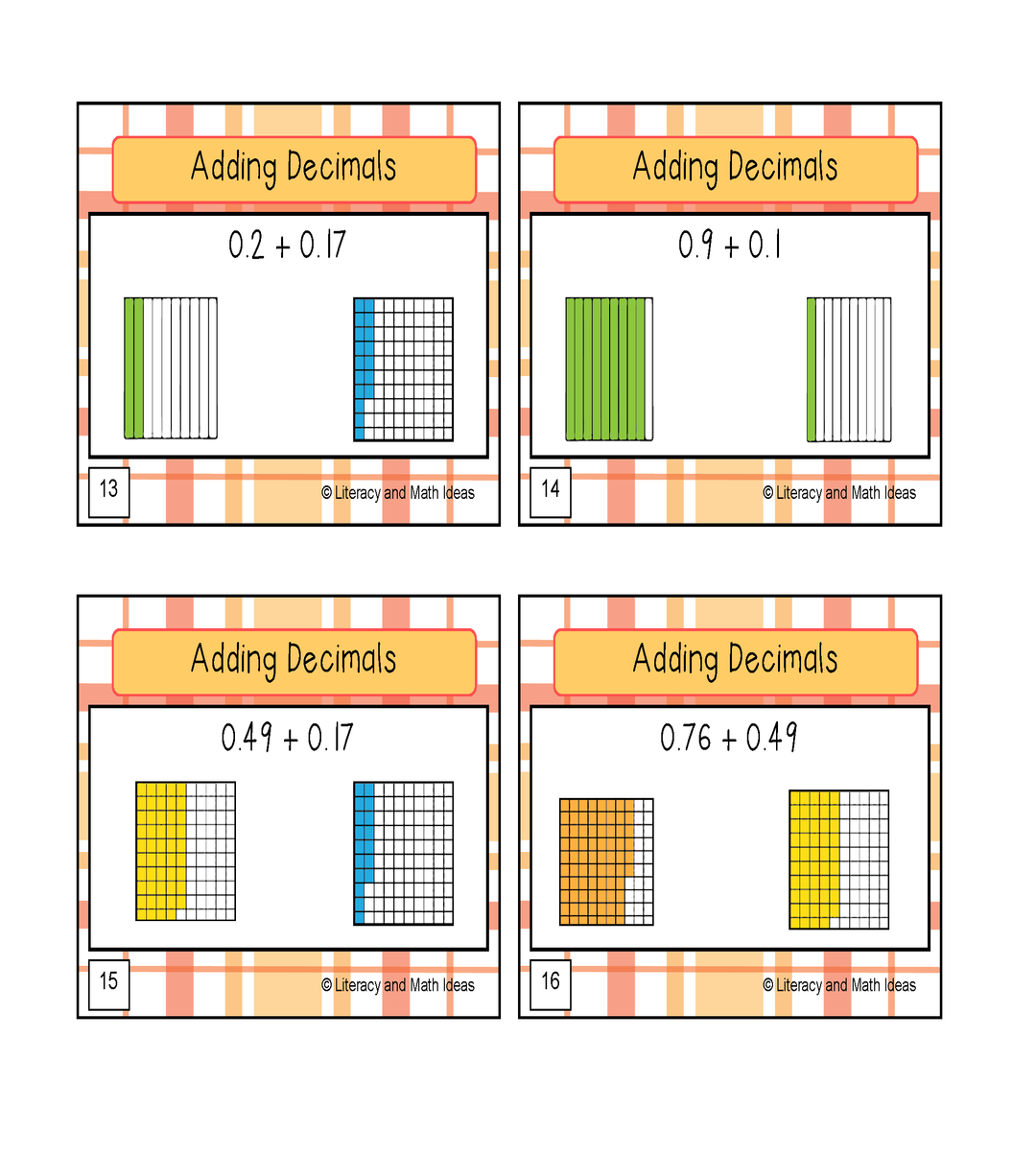 Adding Decimals Task Cards