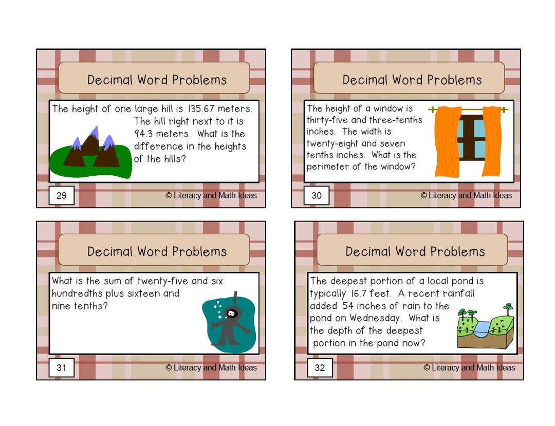 Decimal Word Problems Task Cards (Add & Subtract)