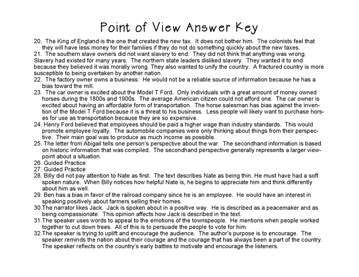 Differentiated Point of View Task Cards
