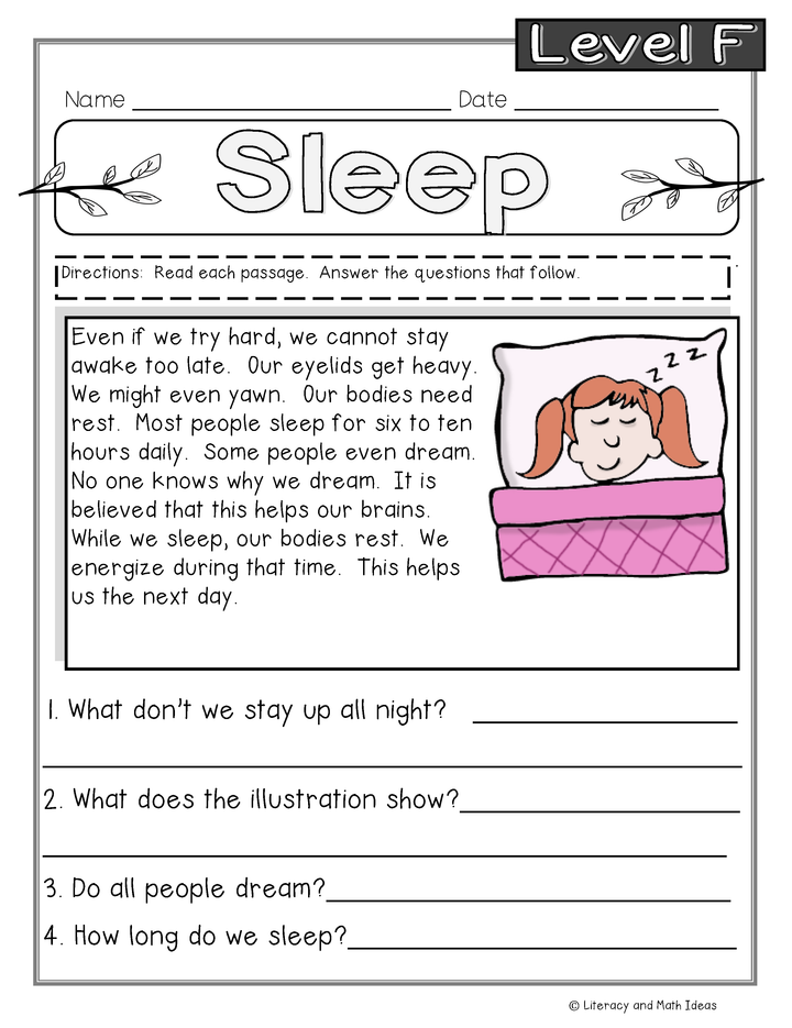 Guided Reading Nonfiction Passages Level F