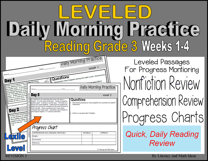 (Leveled) Daily Morning Practice (Reading Grade 3) Weeks 1-4