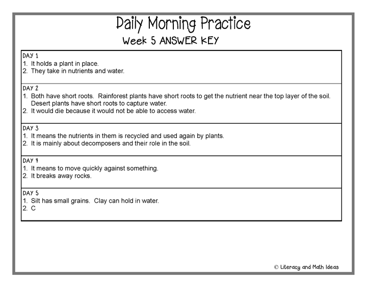 (Leveled) Daily Morning Practice (Reading Grade 3) Weeks 5-8