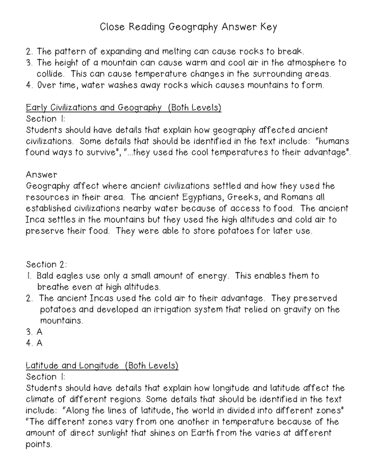Geography Close Reading Differentiated Passages (Grades 4-8)