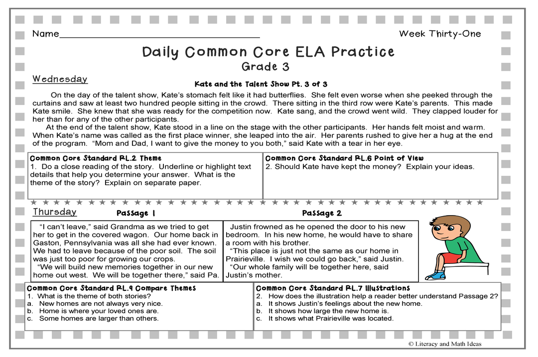 Grade 3 Daily Common Core Reading Practice Weeks 31-35