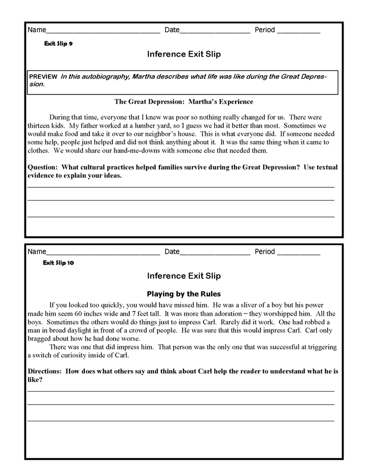 Inference Exit Slips