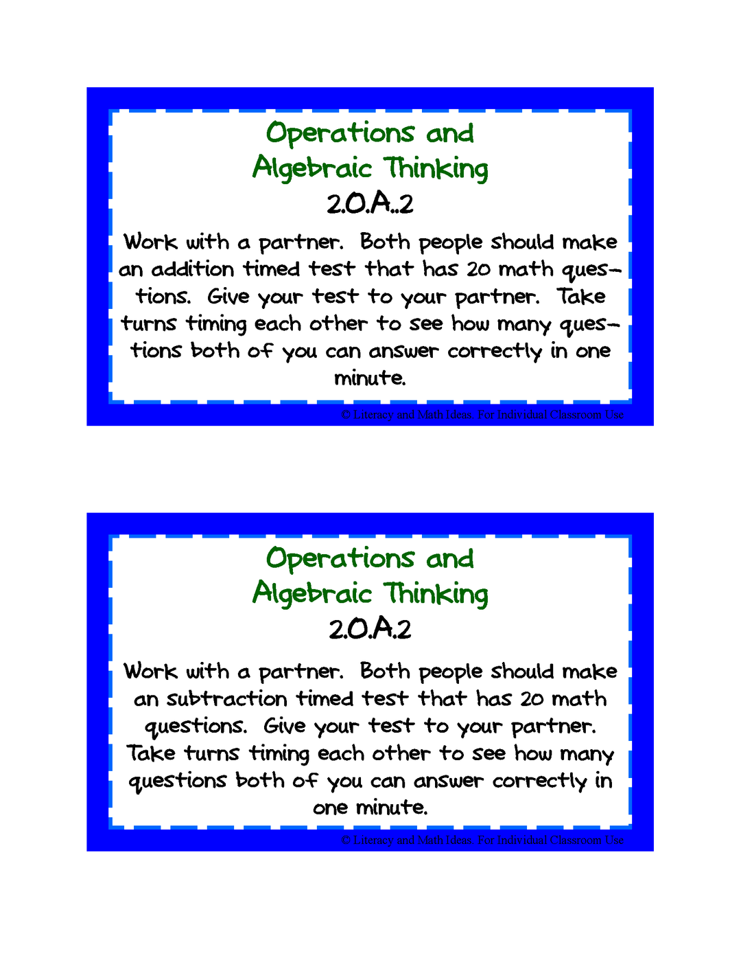 Common Core Standards Math Task Cards: Grade 2
