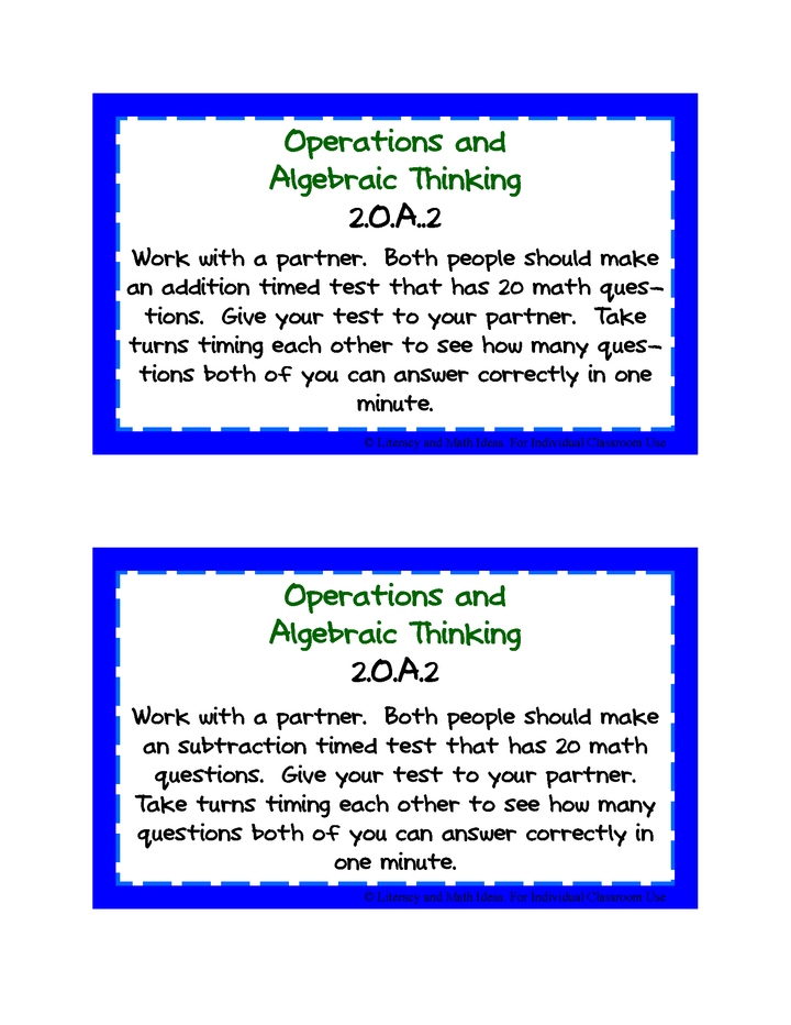 Common Core Standards Math Task Cards: Grade 2