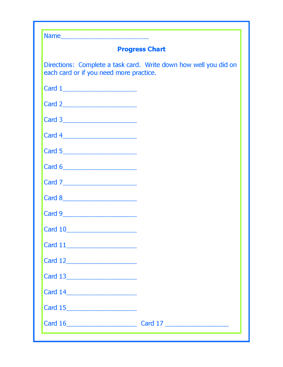 Perimeter Activity Cards