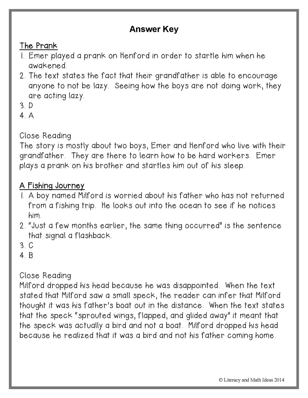 Common Core Classic Literature Passages