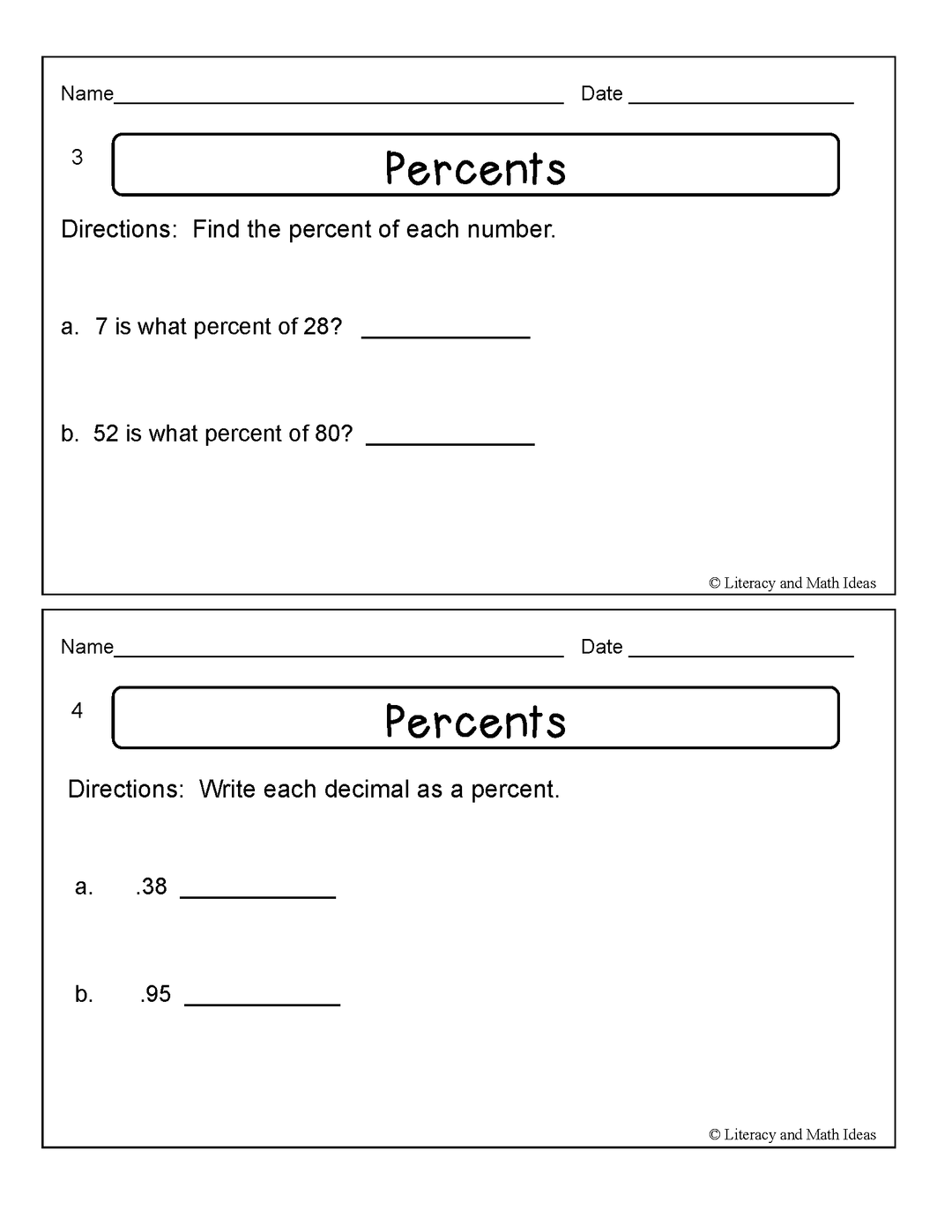 Percents Exit Slips