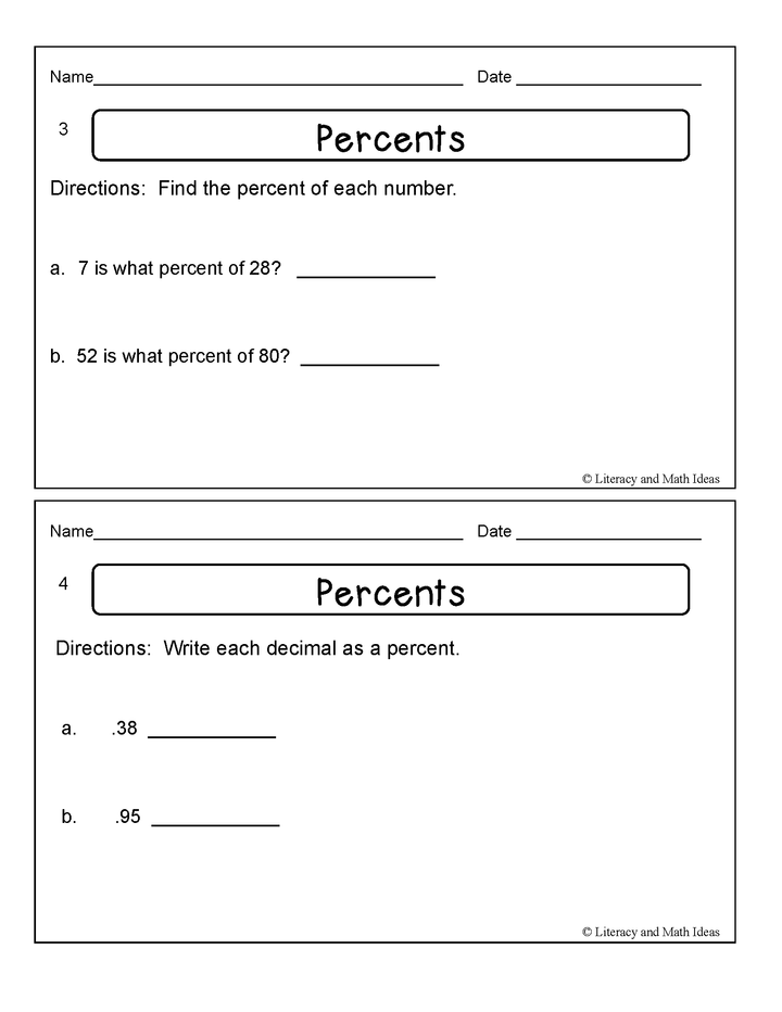 Percents Exit Slips