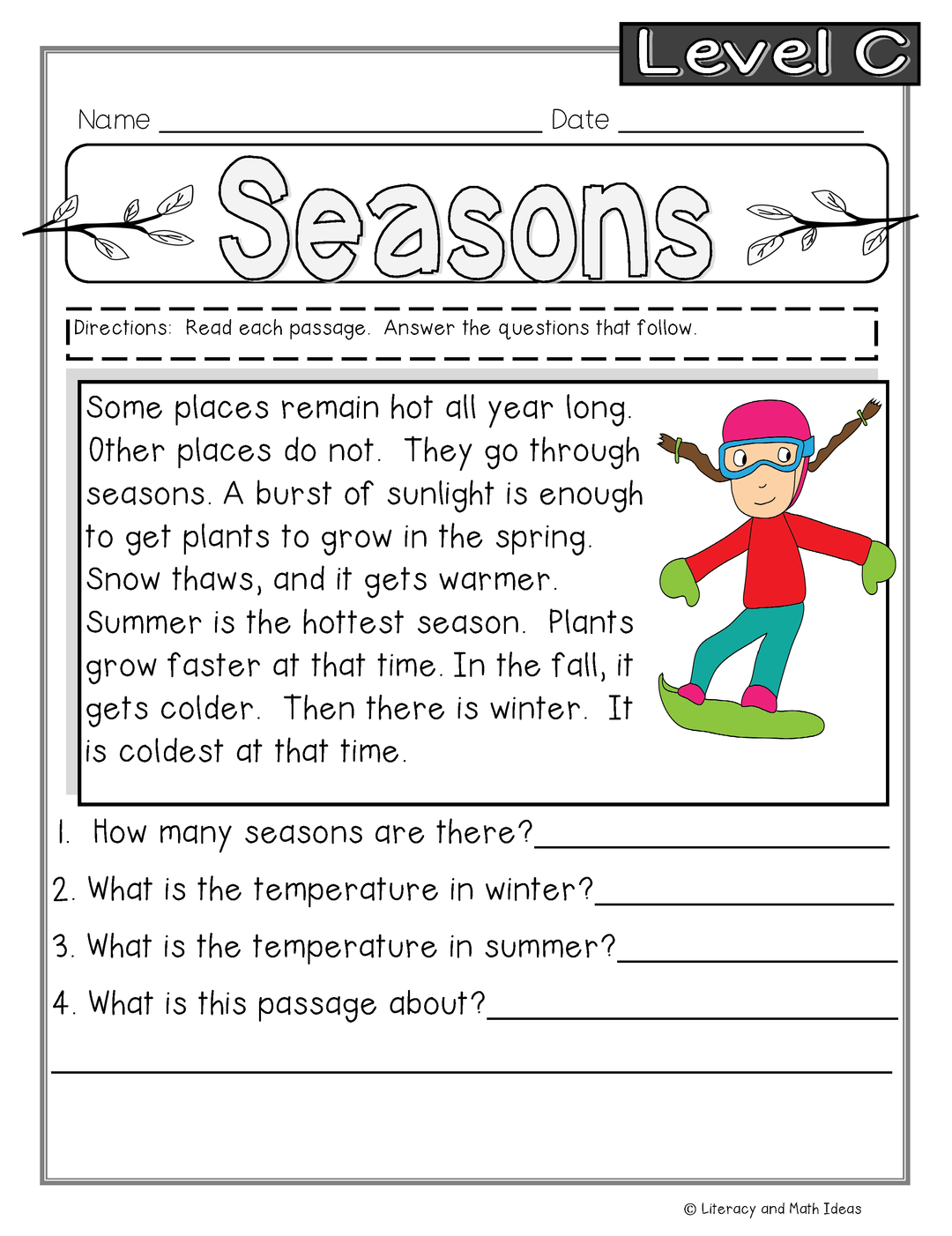 Guided Reading Nonfiction Passages Level C