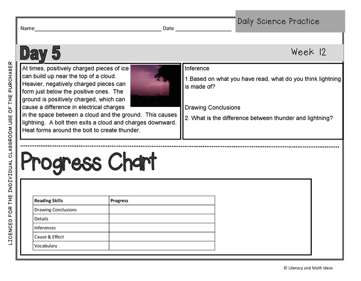 Daily Science Practice (Grade 5: November Full Month)