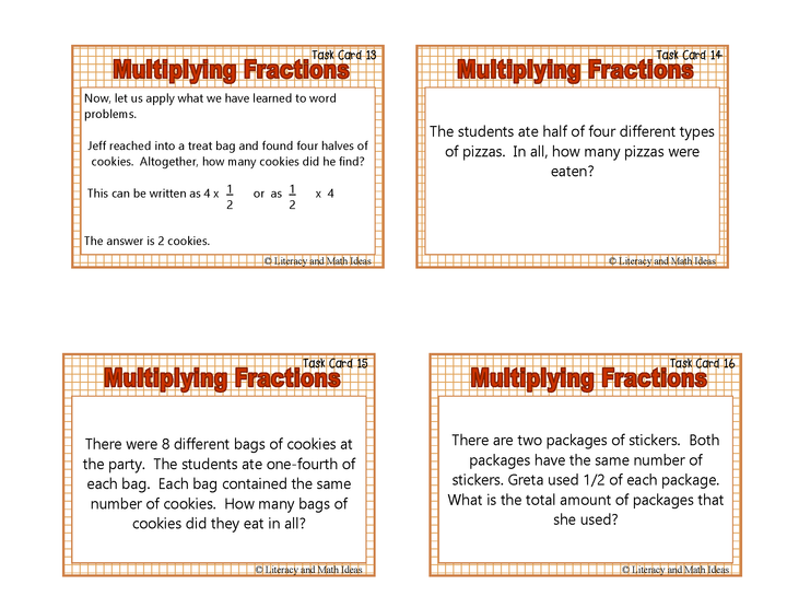 Multiplying Fractions Task Cards