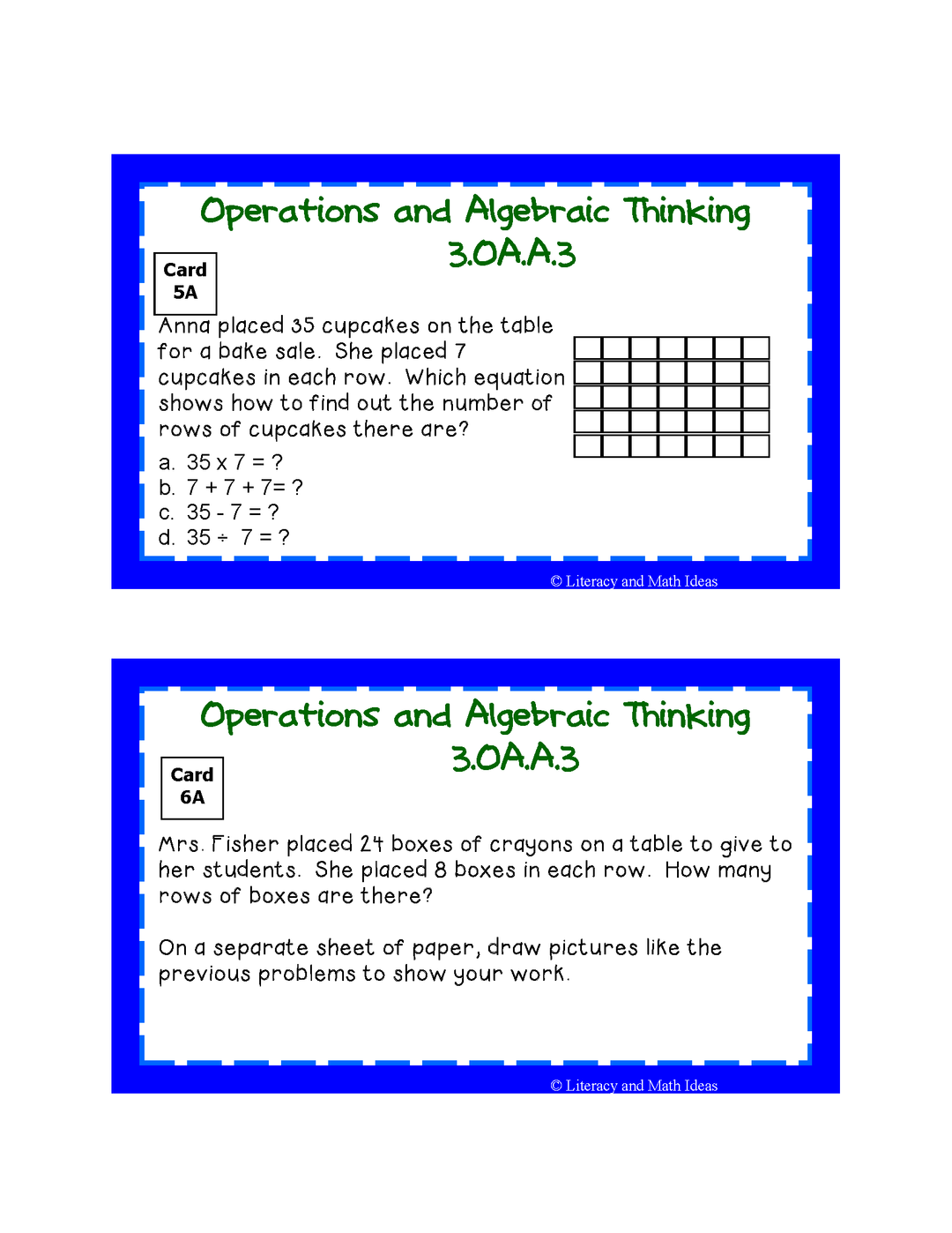 Differentiated Common Core Math Grade 3 Task Cards 3.OA.A.3