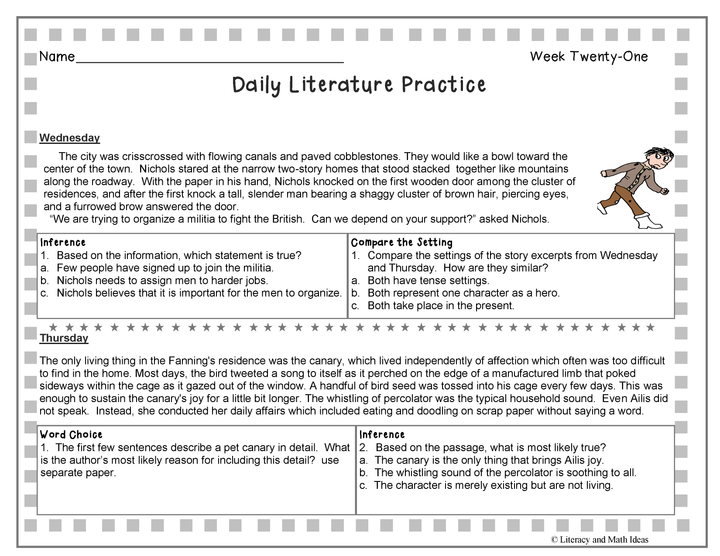 Grade 8 Daily Literature Practice Weeks 21-25