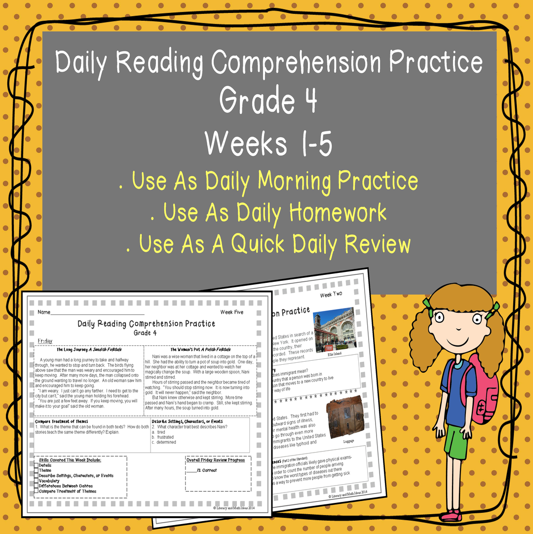Grade 4 Daily Reading Comprehension Practice (Weeks 1-5)
