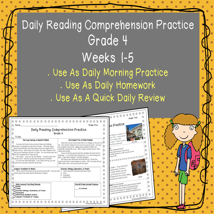 Grade 4 Daily Reading Comprehension Practice (Weeks 1-5)