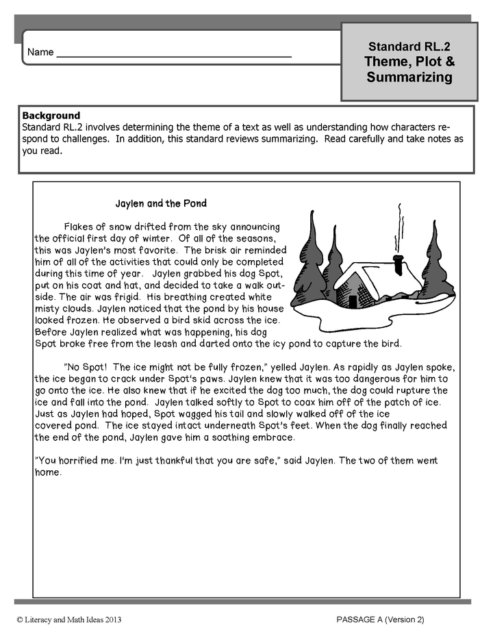Common Core Grade 5: Theme, Plot, & Summarizing RL.2 Practice