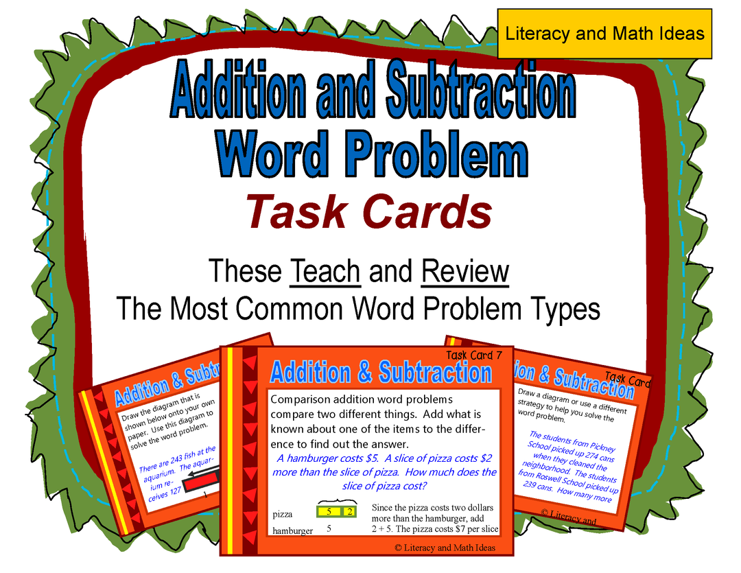 Addition and Subtraction Word Problem Task Cards