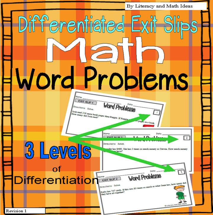 Word Problems: Differentiated Exit Slips {3 Levels of Instruction}