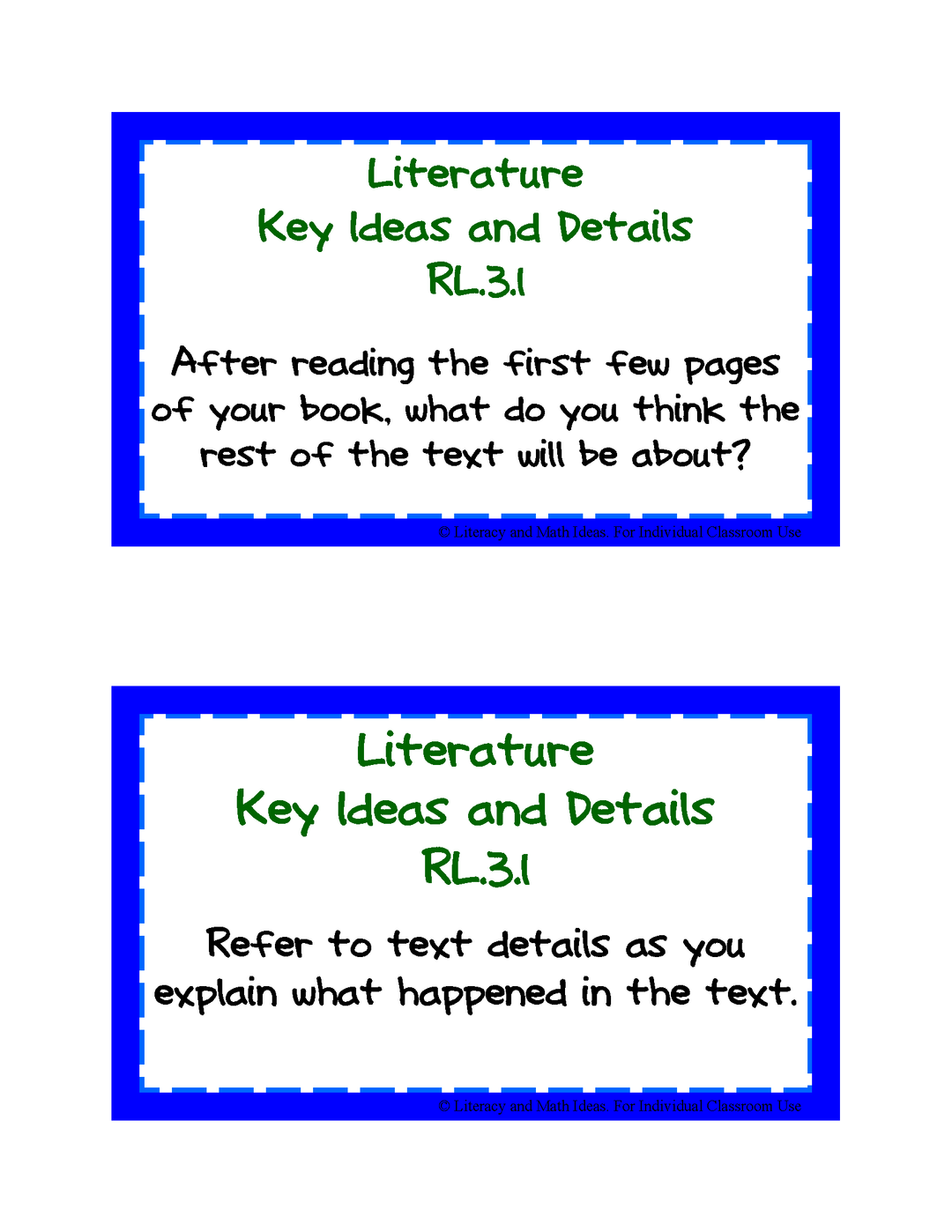 Common Core ELA Task Cards Grades K-6