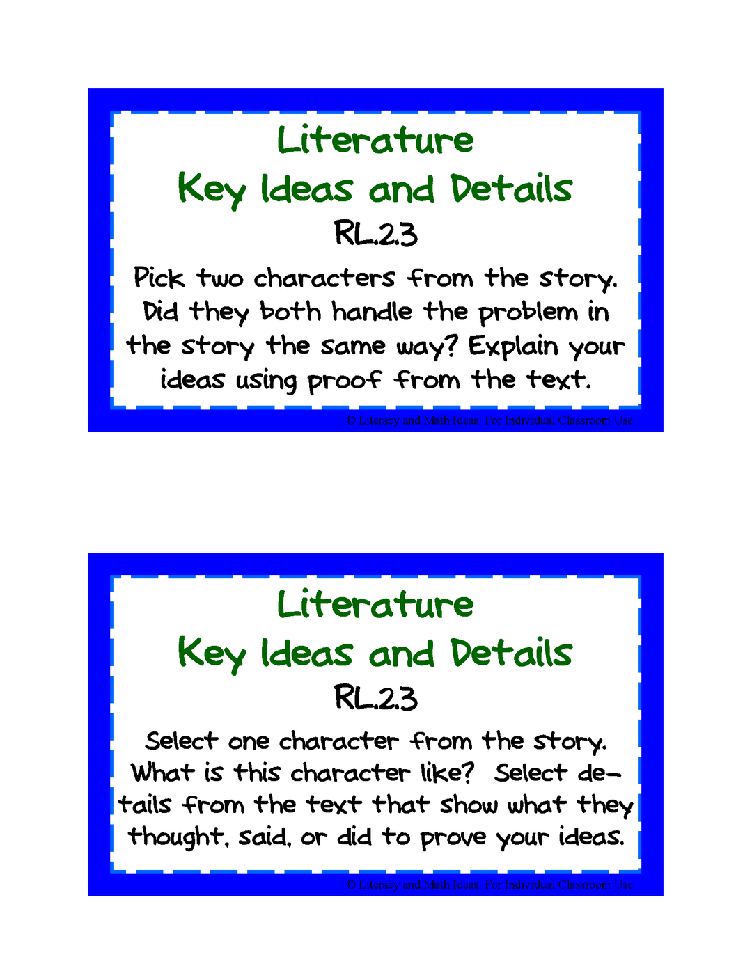 Common Core ELA Task Cards Grades K-6